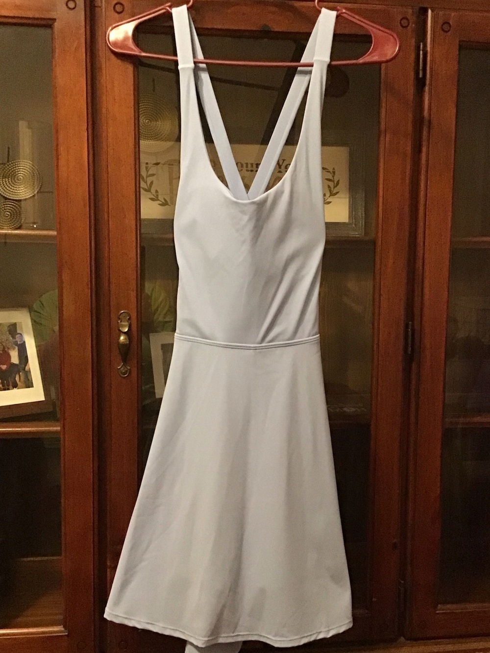 Sleeveless Light Blue Backless A-Line Dress